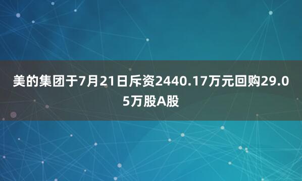 美的集团于7月21日斥资2440.17万元回购29.05万股A股